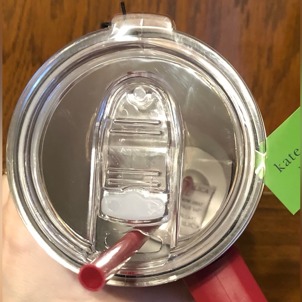 NWT-Kate Spade-40 Ounce Hearts Tumbler Cup-Red, Pink & White-Lid & Straw-$42.95 - Picture 8 of 9